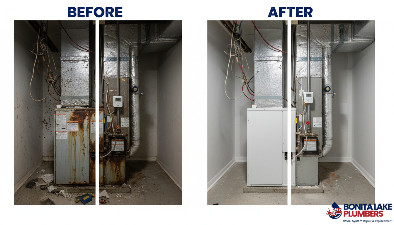 HVAC System Repair and Replacement Before and After in Lakewood CO by Bonita Lake Plumbers