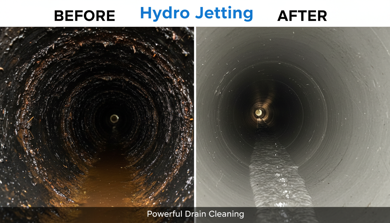 Before and After Hydro Jetting Drain and Sewer Line Cleaning in Lakewood CO by Bonita Lake Plumbers