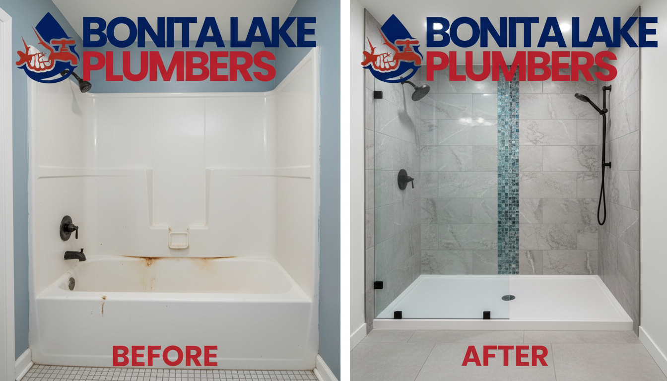 Tub-to-Shower Conversion Lakewood CO — Before and After by Bonita Lake Plumbers