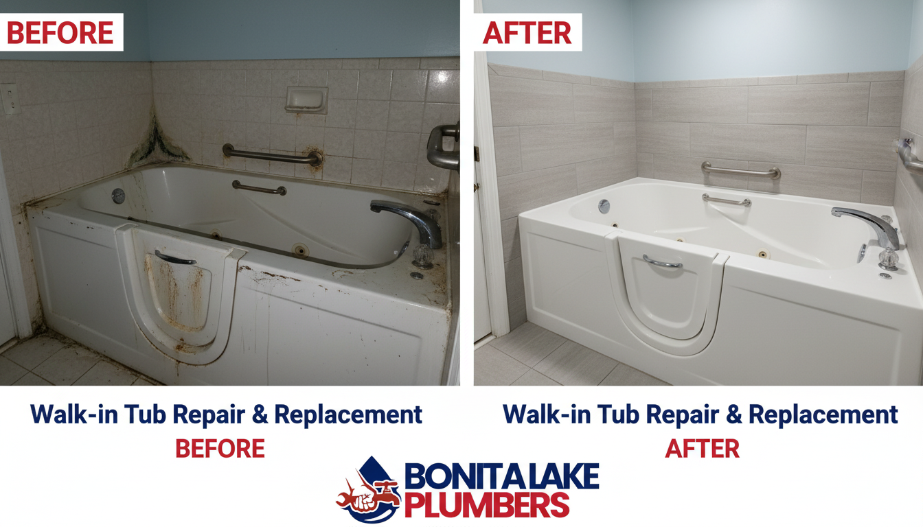 Before and After Walk-In Tub Repair and Replacement in Lakewood CO — Bonita Lake Plumbers