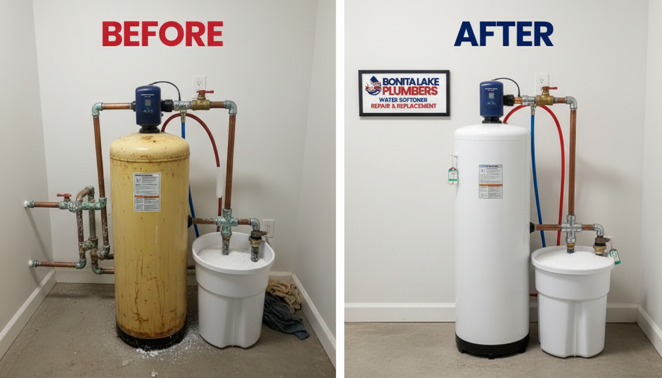 Water Softener Repair and Replacement in Lakewood CO — Before and After by Bonita Lake Plumbers